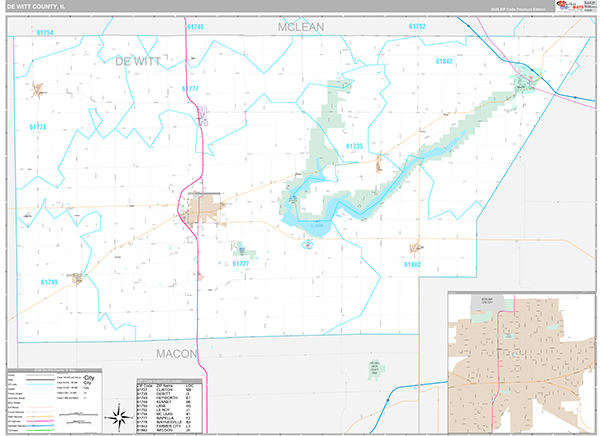 De Witt County, IL Carrier Route Wall Map